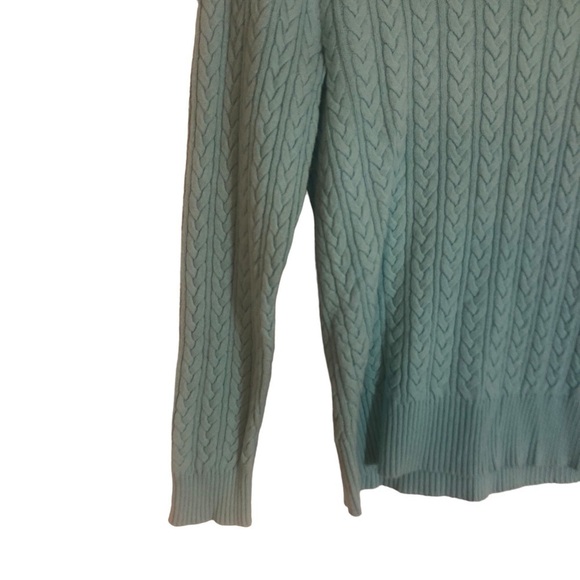 Eddie Bauer Teal Cable Knit Round Neck Sweater Size L - Picture 2 of 6